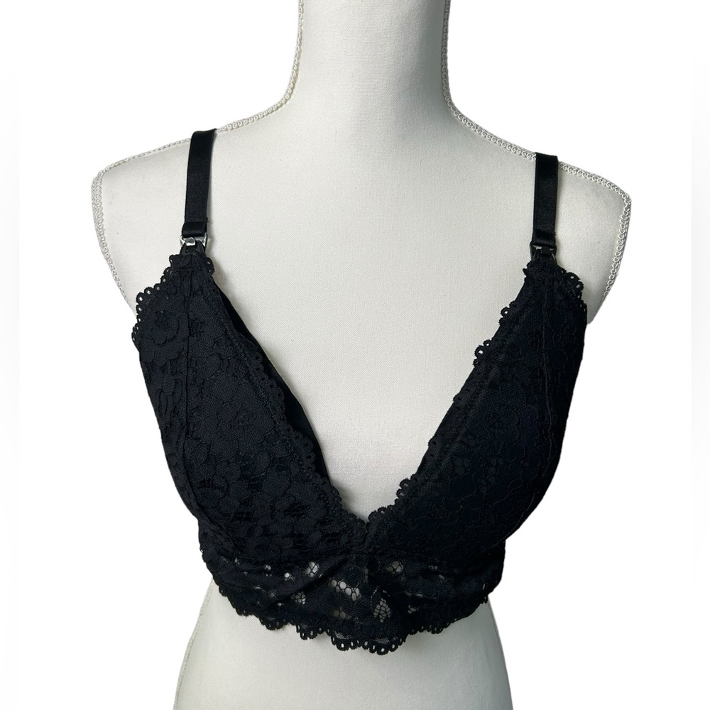 MOMANDA womens black nursing bra wirefree 38DD lightly lined/padded 38DD NWT